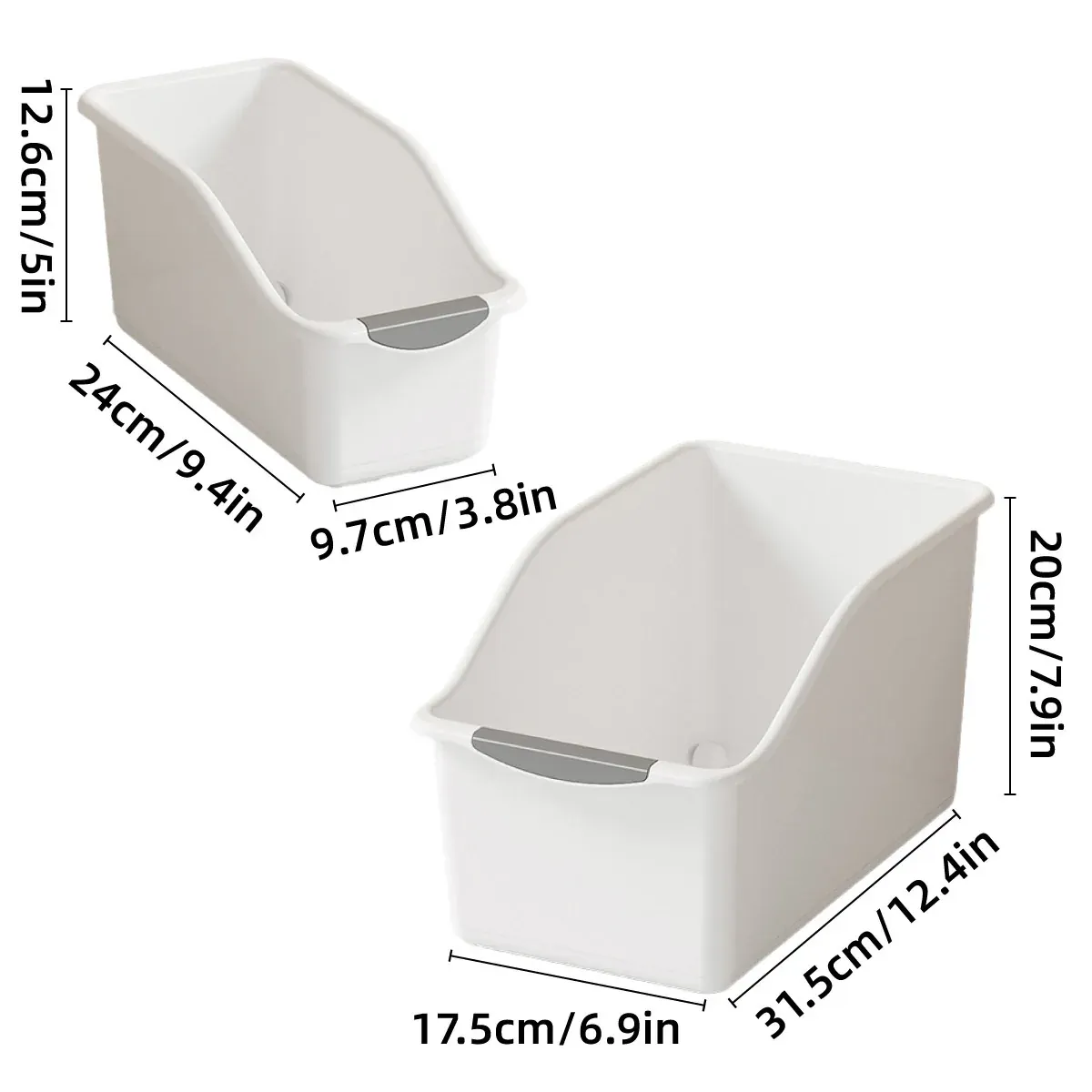 2pcs Cabinet Storage Box Miscellaneous Organizer Household Container Plastic Bin - L-Beige — image 4