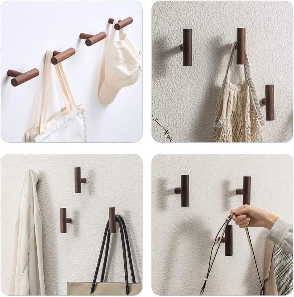 4 Piece Solid Wood Wall Clothes Rack No Drill โ image 5