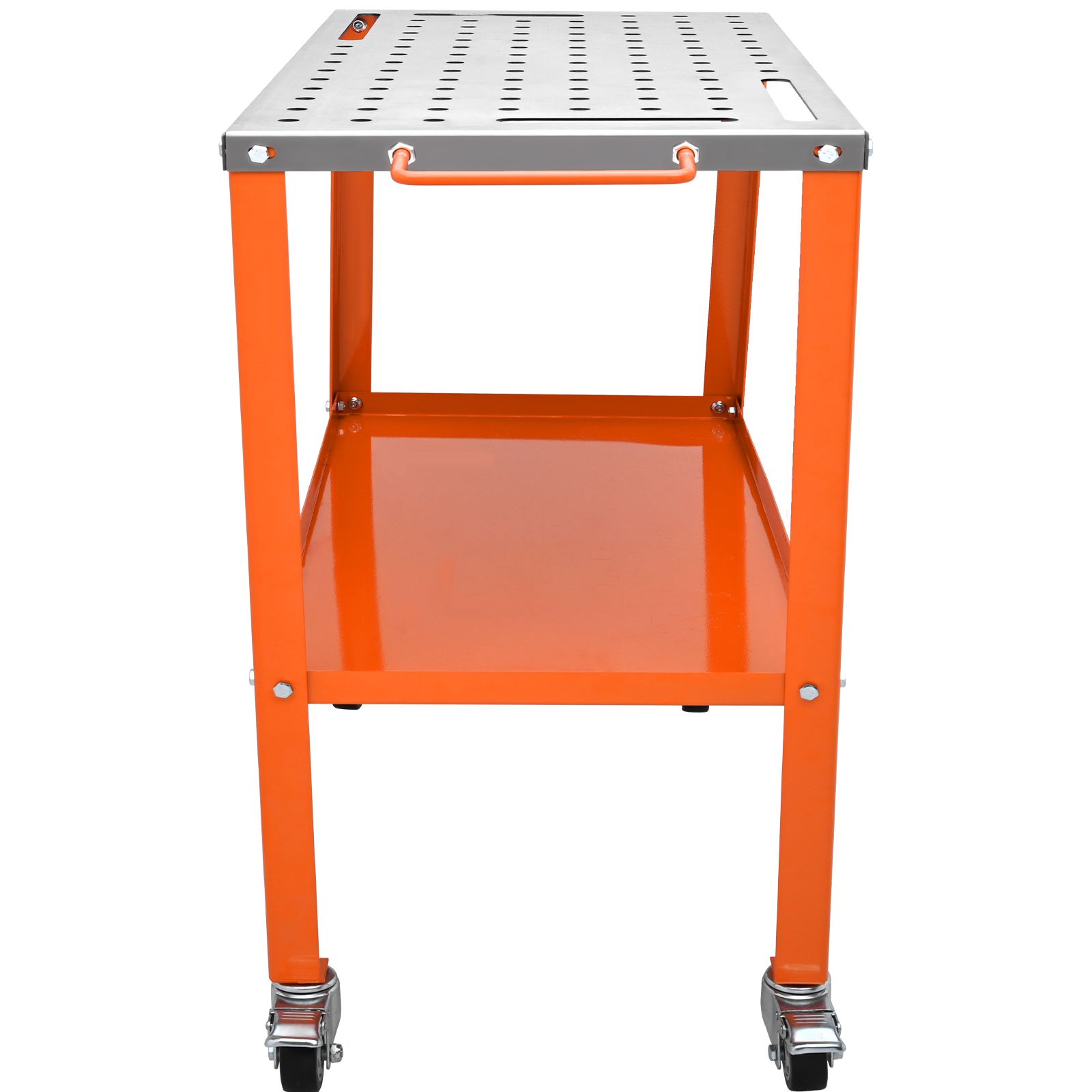 36" x 18" Welding Table, 1200lbs Load Capacity Steel Welding Workbench Table on Wheels, Portable Work Bench with Braking Lockable Casters, 4 Tool Slots