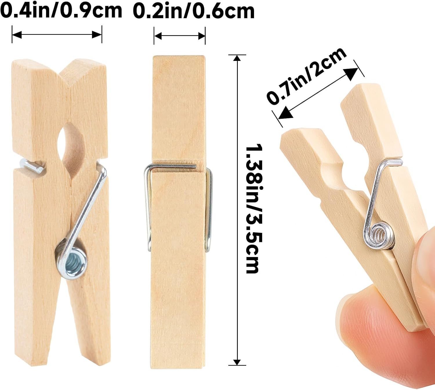 Mini Clothespins Wooden - Small Clothes Pins for Crafts 1.4 Inch,50 Pcs Natural Clothespins Clips with Jute String for Hanging Pictures,Photo Displays,Baby โ image 2