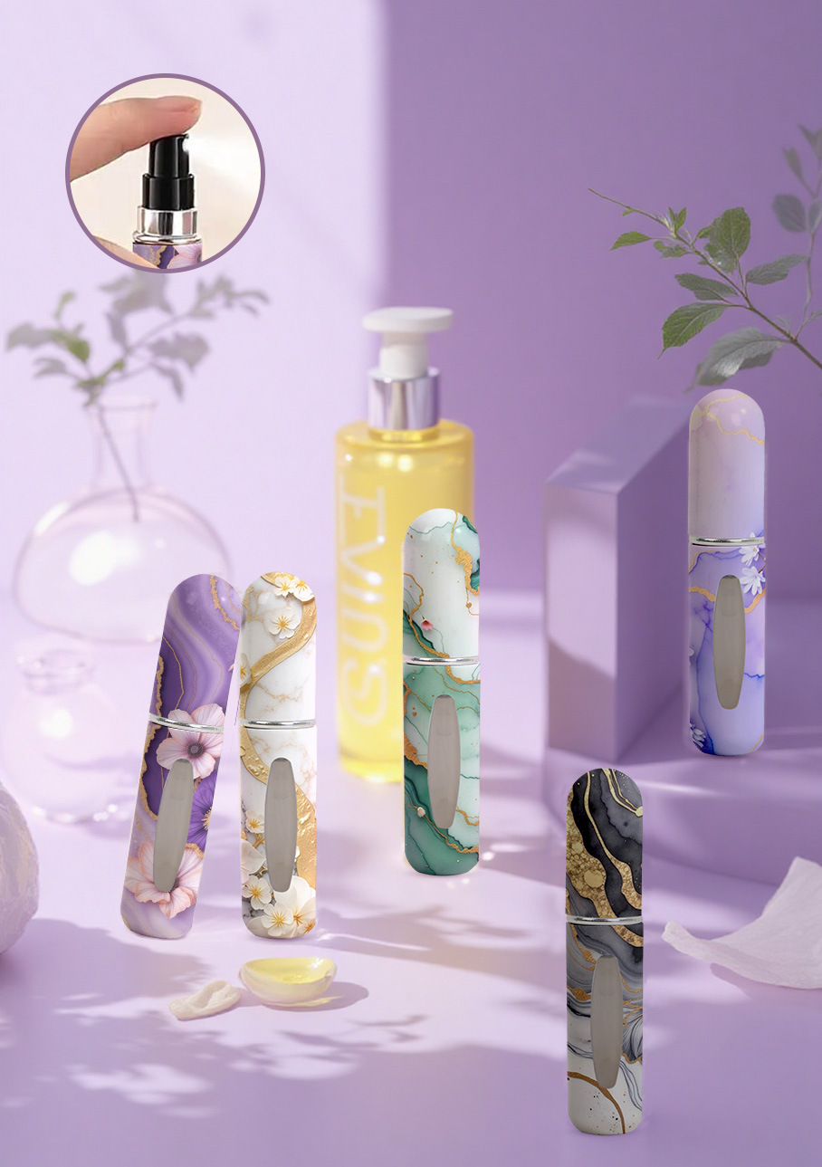 Black Chic Marble Travel Perfume Atomizer Set (3-Pack) - 5ml Leakproof Bottom-Fill Spray Bottles — image 4