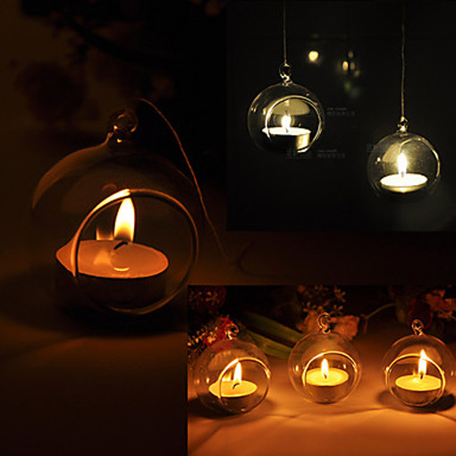 10 x Hanging Clear Glass Ball Tealight Candle Holder - 10cm Diameter / High - Wedding Globe Decoration Terrarium Succulent Plant Mini Garden Holder Decor Craft — image 4