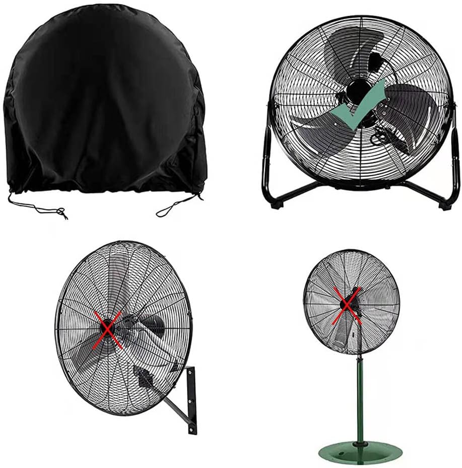 Industrial Fan Cover Waterproof Dustproof Outdoor Fan Cover for 18"&20" Industrial Floor Fan Heavy Duty High Velocity Floor Fan Covers(Black) — image 4