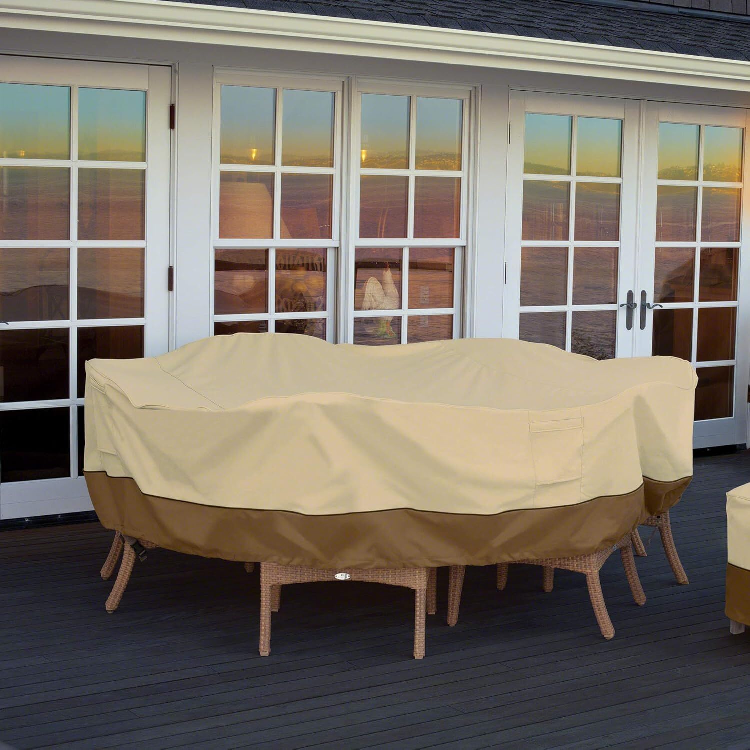 Round Patio Furniture Cover with Umbrella Hole: Waterproof 4-Season Protector for Garden, Balcony Table & Chair Sets(240x60 cm LxH) — image 4