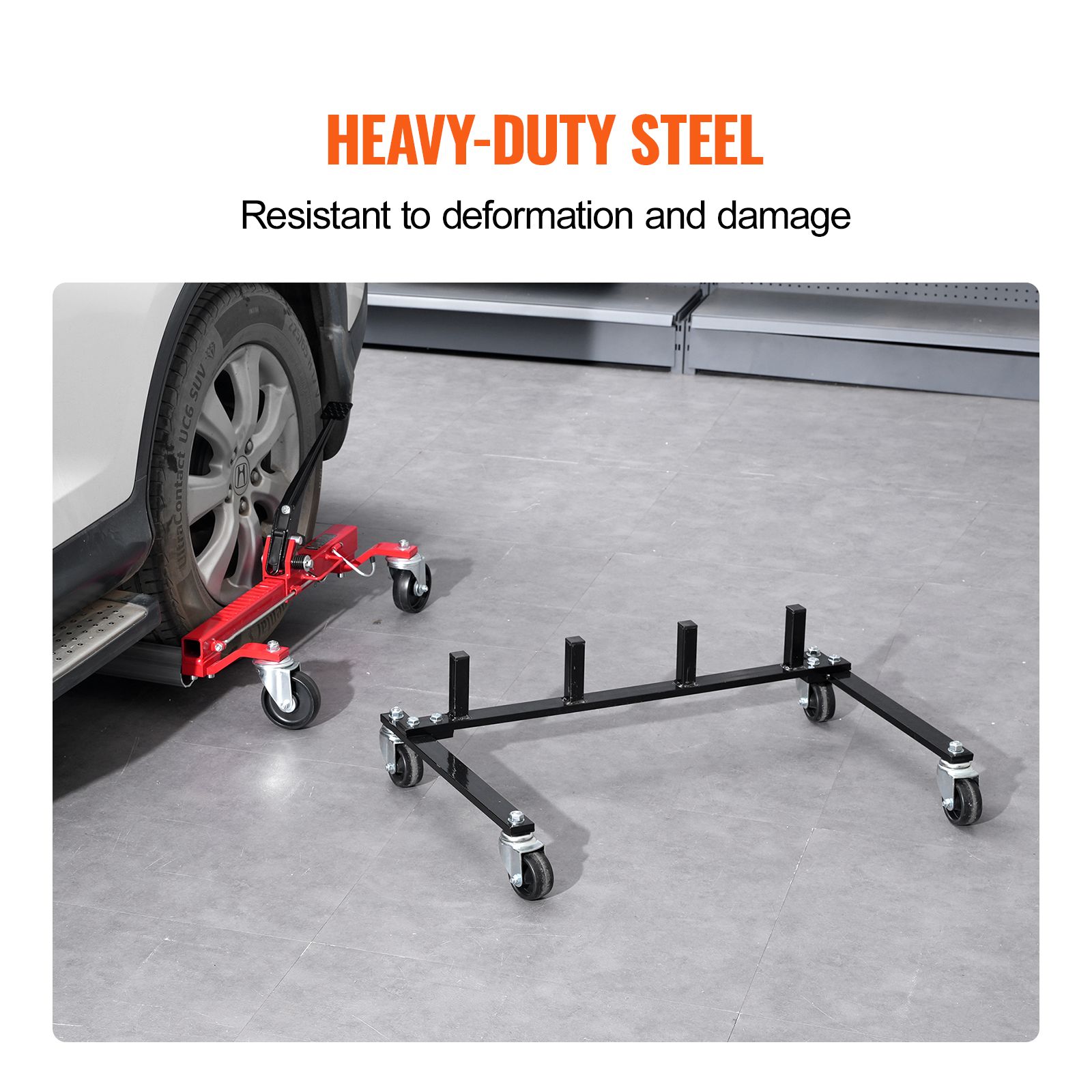 Car Dolly Rack, Storage Rack with 360° Rotatable Wheels, Hydraulic Ratchet Trolley Jack Stand Organizer, Jack Stands Holder Storage Rack, 4-Dolly Capacity — image 6