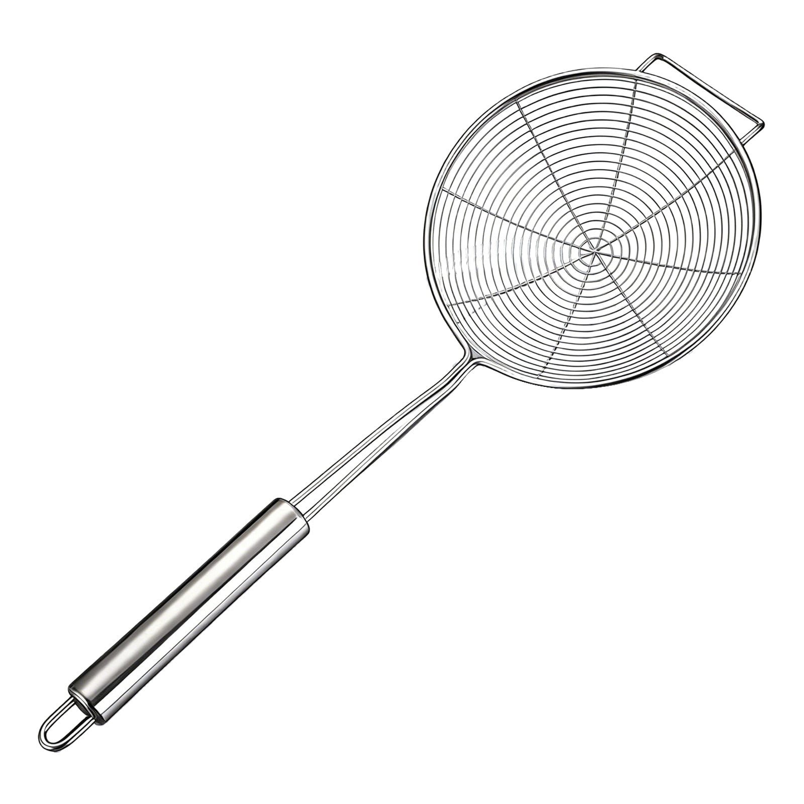 1 Piece Strainer Spider Skimmers for Kitchen Cooking and Frying Food, Stainless Steel Slotted Spoon Pasta Strainers, Silver, 42.5 × 18 cm