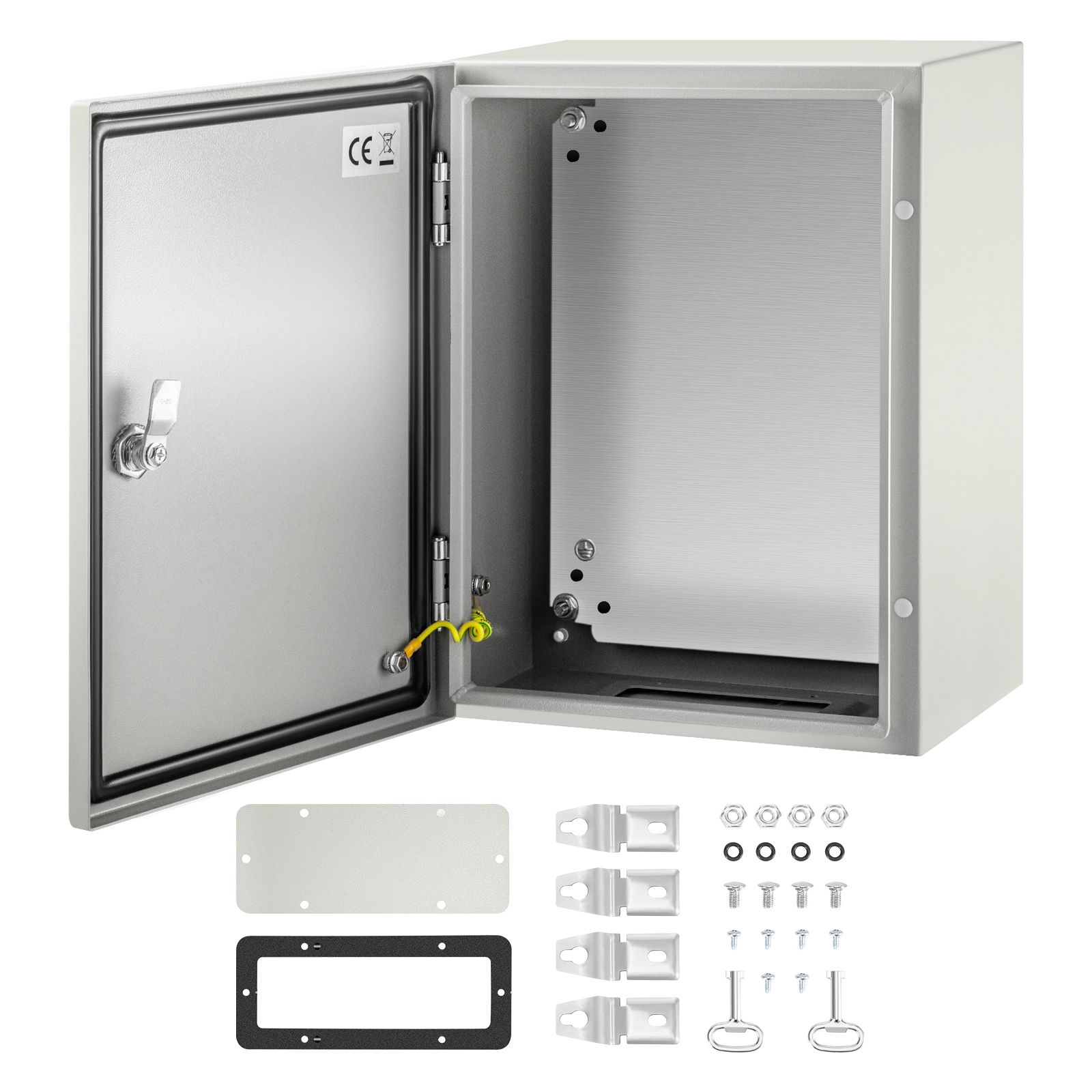 Steel Electrical Box 16'' x 12'' x 8'' Electrical Enclosure Box, Carbon Steel Hinged Junction Box, IP65 Weatherproof Metal Box Wall-Mounted Electronic
