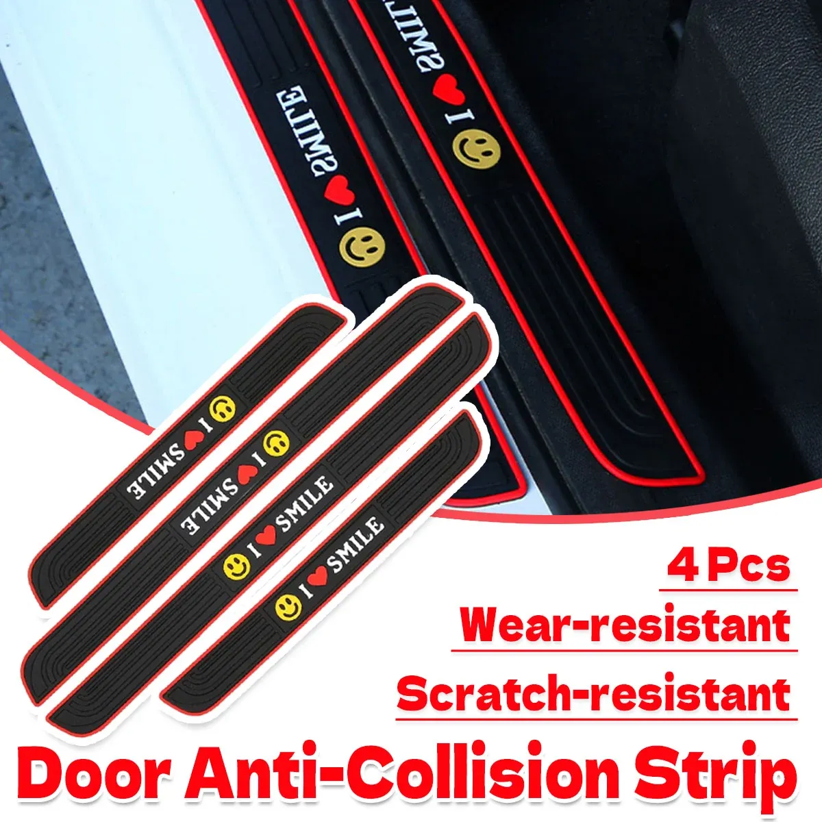 4PCS Car Threshold Bar Sticker Pedal Strip Anti Collision Door Sill Protector