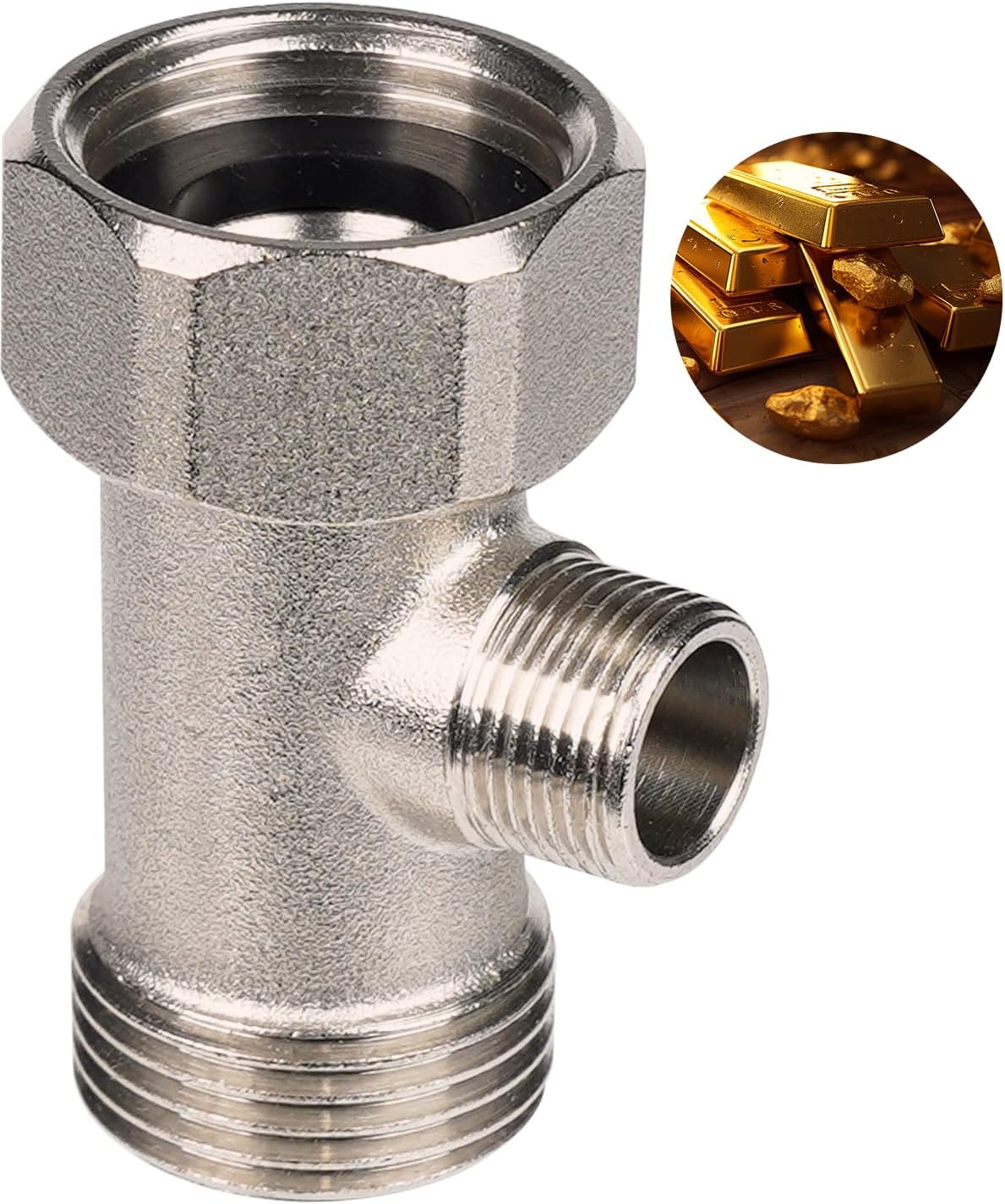 Bidet T Adapter, Metal T Valve for Bidet(7/8β x 7/8β x 3/8β) or (15/16" x 15/16" x 9/16"), 3 Way Tee Connector Bidet Attachment for Toilet