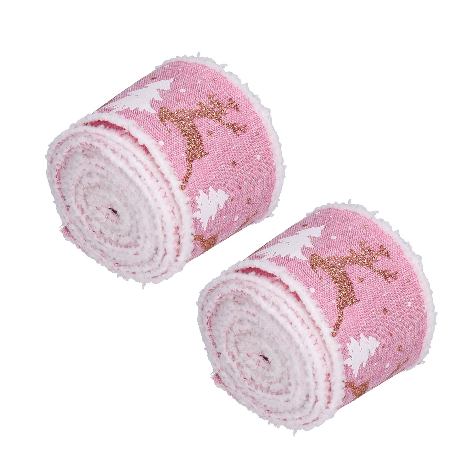 2 Rolls Christmas Ribbon 5m Wired Edge Ribbon DIY Gift Wrapping Craft Ribbon for Home Festival Decoration โ image 2