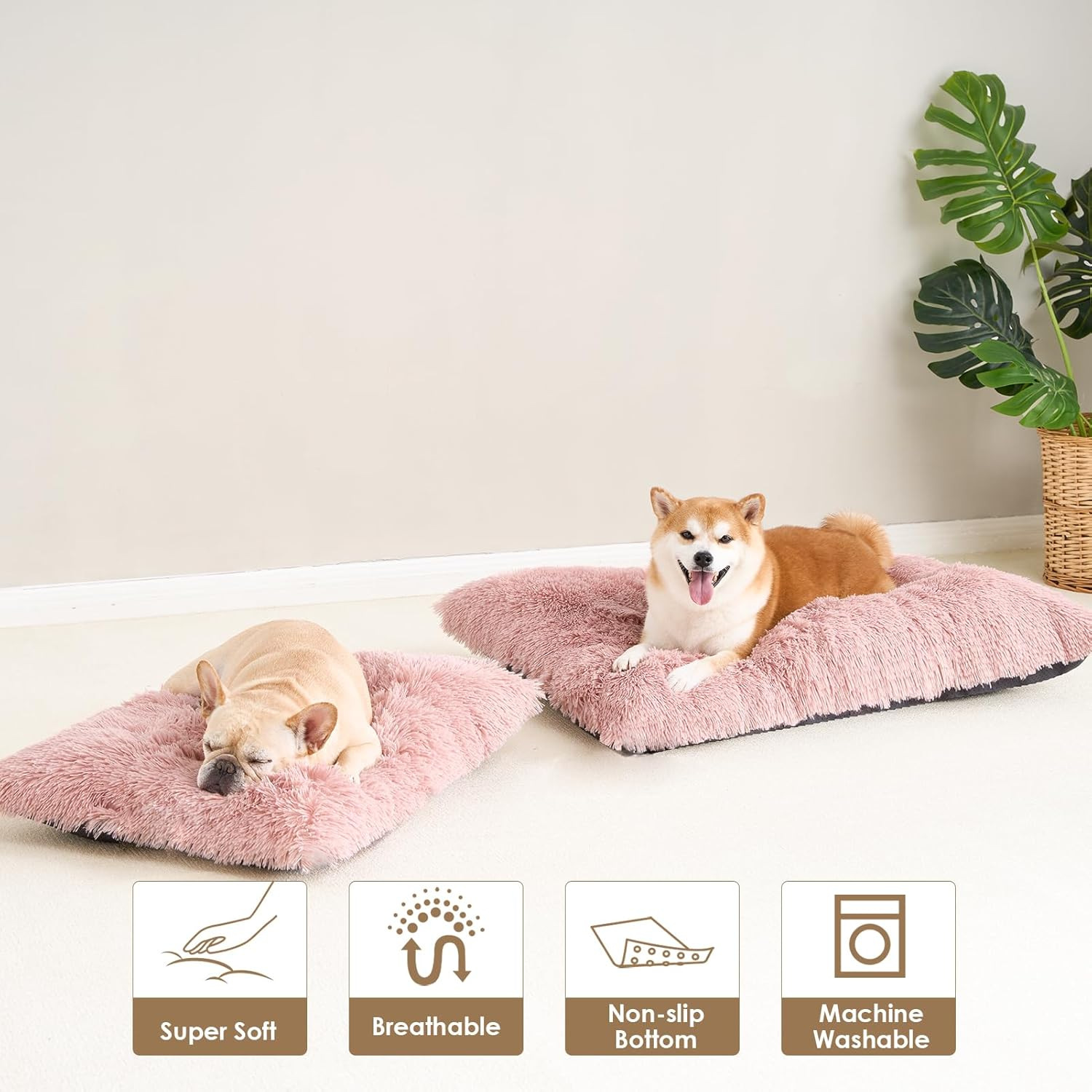 Luxury Long Plush Pet Bed Mat Faux Fur Crate Pad 45x30cm Brown Soft Warm Cushion for Cats & Small Dogs โ image 2