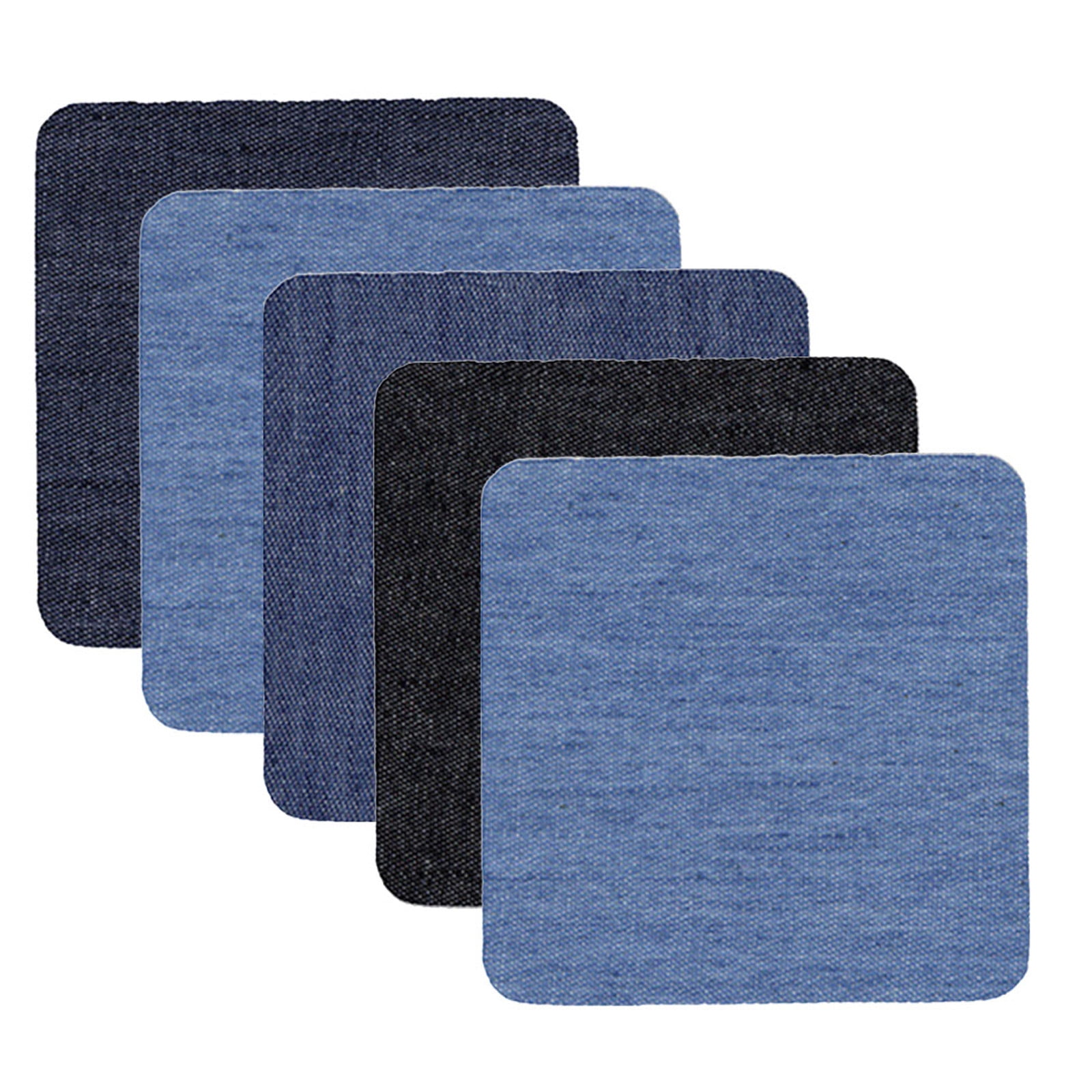5 Pack Iron On Denim Repair Patches, Cotton Fabric Patches for Jeans Knees Pants Clothing Repair and Decoration, Blue Assorted — image 2