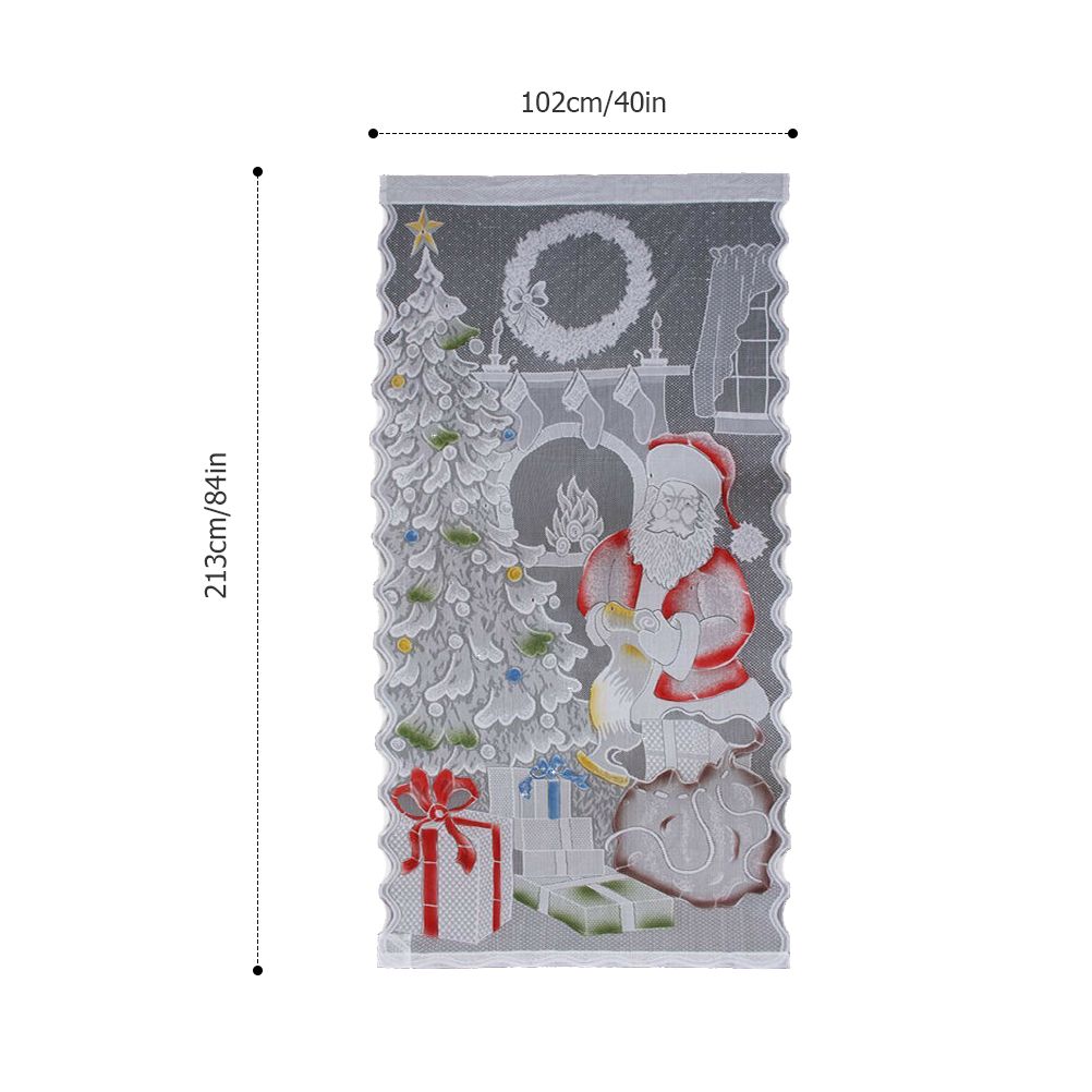 Christmas Lace Curtains LED Light Santa Claus Half Blackout Curtains Living Room Bedroom Home Decor — image 3
