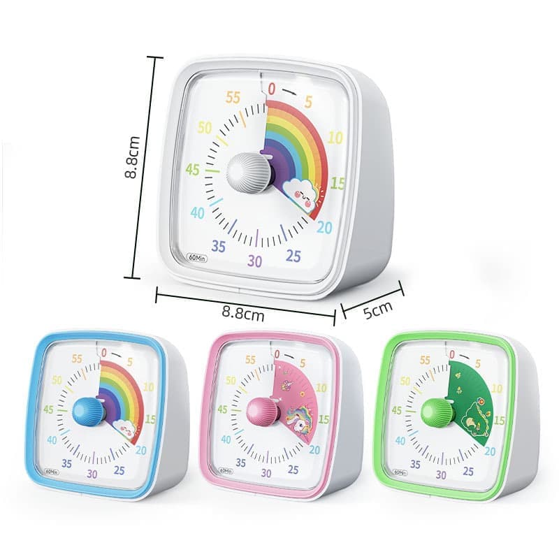 60 Minutes Visual Timer with Rainbow Pattern, Silent Flash Function, Adjustable Volume, White — image 2