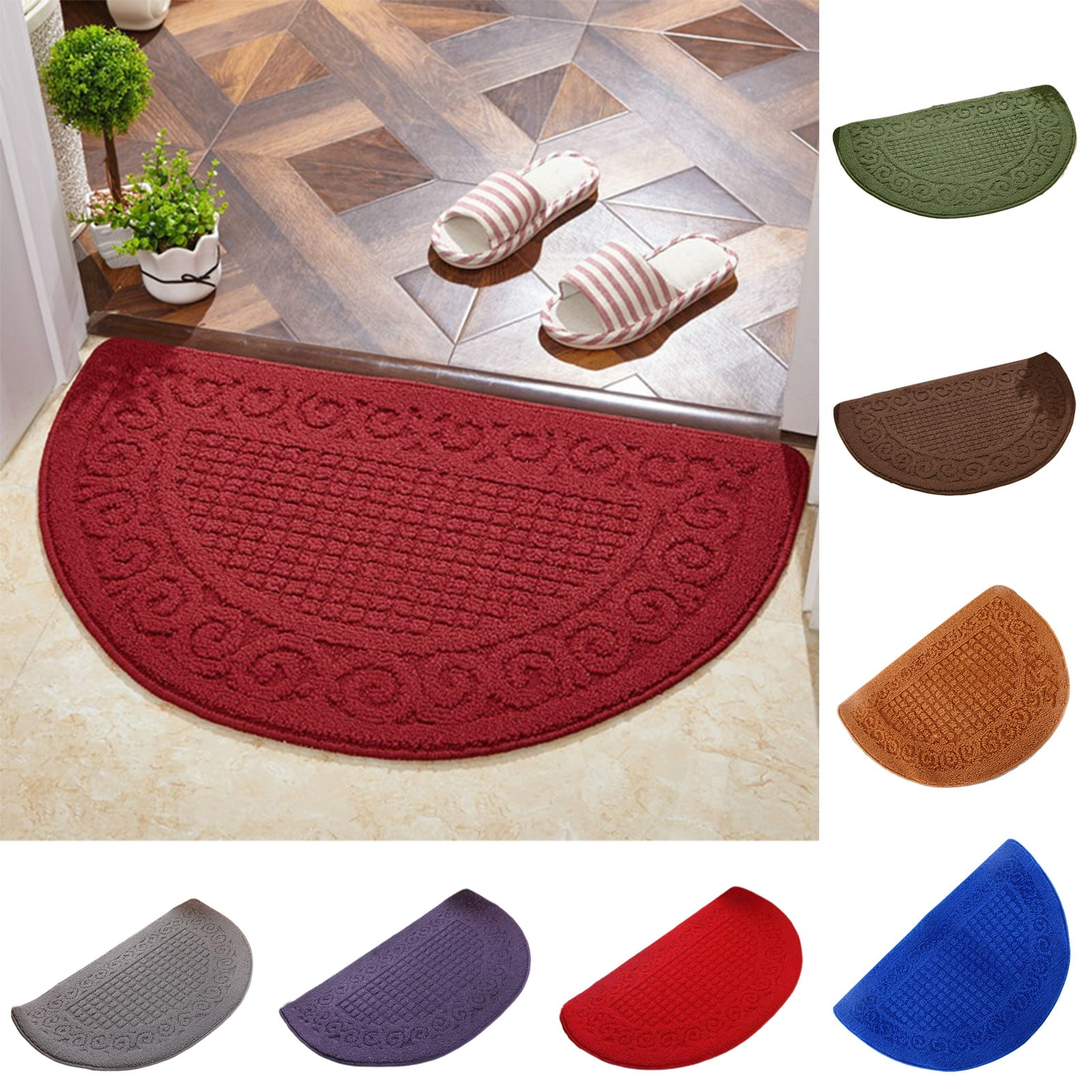 1pcs Doormat Semi-Circle Shape Anti-slip Absorbs Moisture And Dirt Wear-resistant Indoor Entrance Door Mat Living Room Kitchen Bathroom Entryway Carpet Green