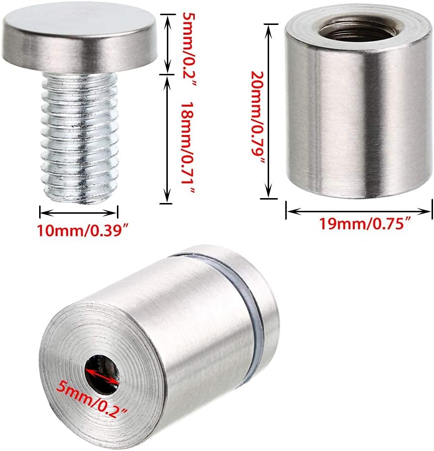 24 Pack Sign Standoff Screws 3/4 × 1 Inch, Advertising Glass Standoff Nail Hardware, Stainless Steel Standoffs for Glass Panel Plexiglass Picture — image 4