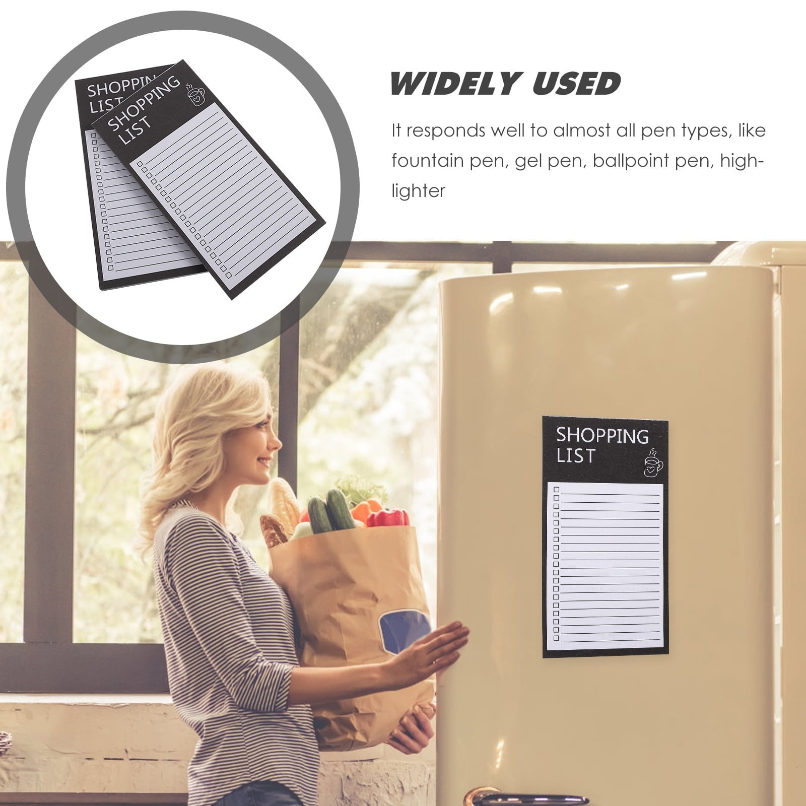 50 Sheets Magnetic Notepad, Fridge Shopping List and Reminder Pad with Full Magnet Back, Easy Tear Pages, Black, 2.95 × 5.51 inches — image 3