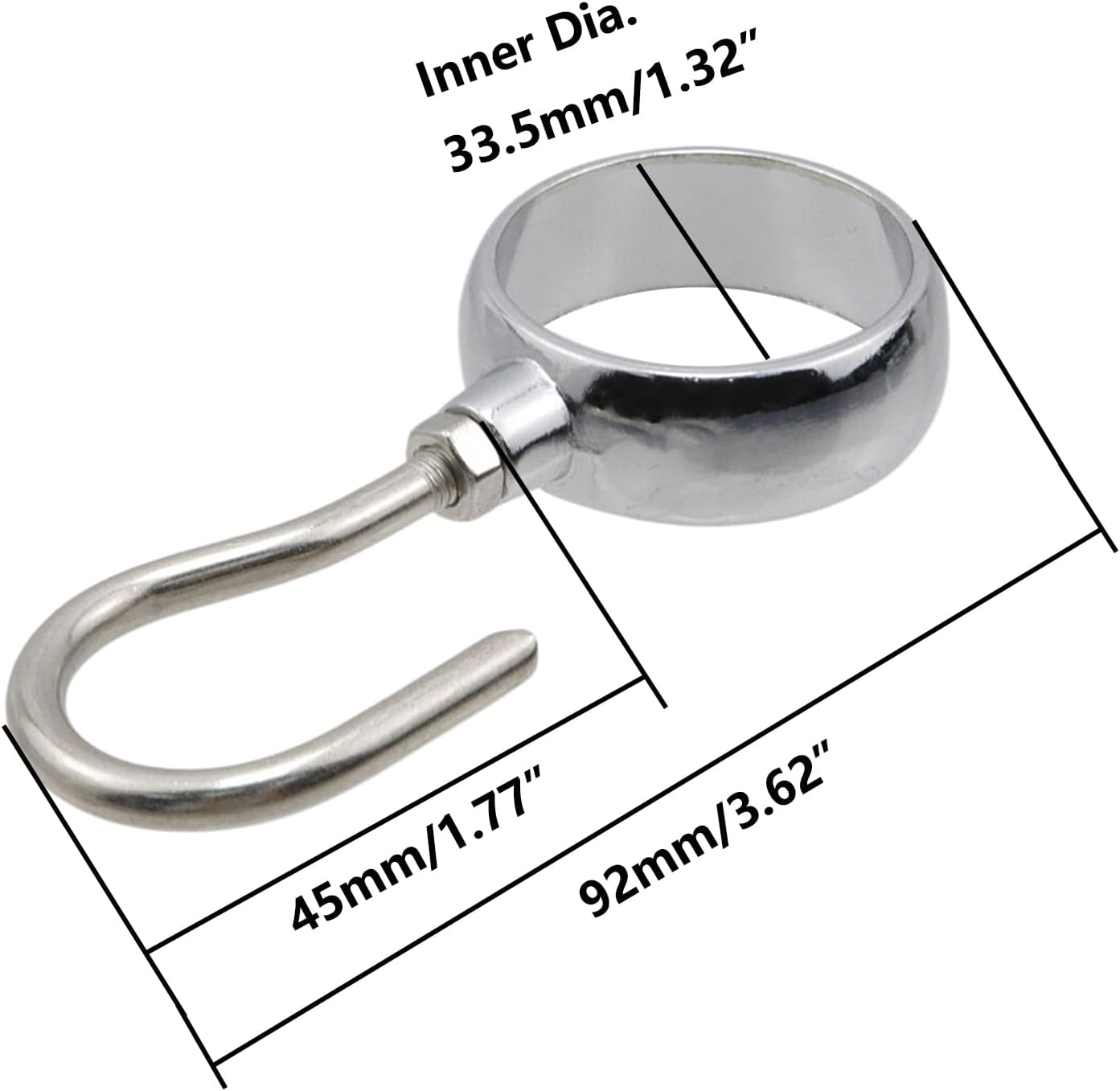 Stainless Steel Closet Rod Hook Robe Tube Hook Wardrobe Hooks for Hanging, Fit for32mm/1.26" Dia Rod -10pcs โ image 2
