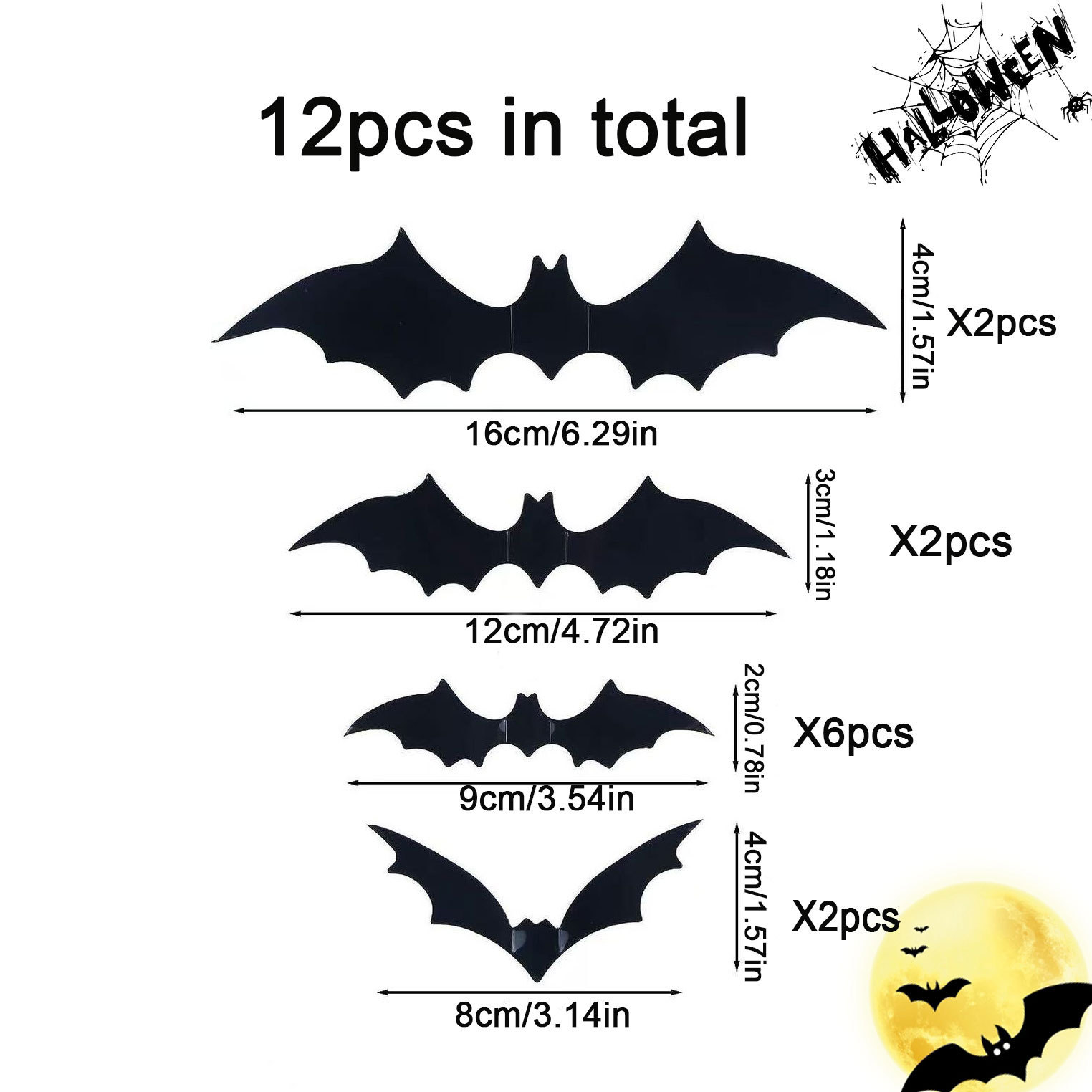 Halloween Bat Wall Stickers - Removable Spooky Decor Decals — image 5