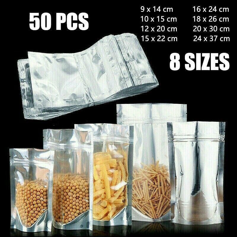 Clear Aluminum Foil Mylar Stand Up Retail Bags Zip Lock Pouches Pouch Packaging - 15*22+4CM-50PCS โ image 2