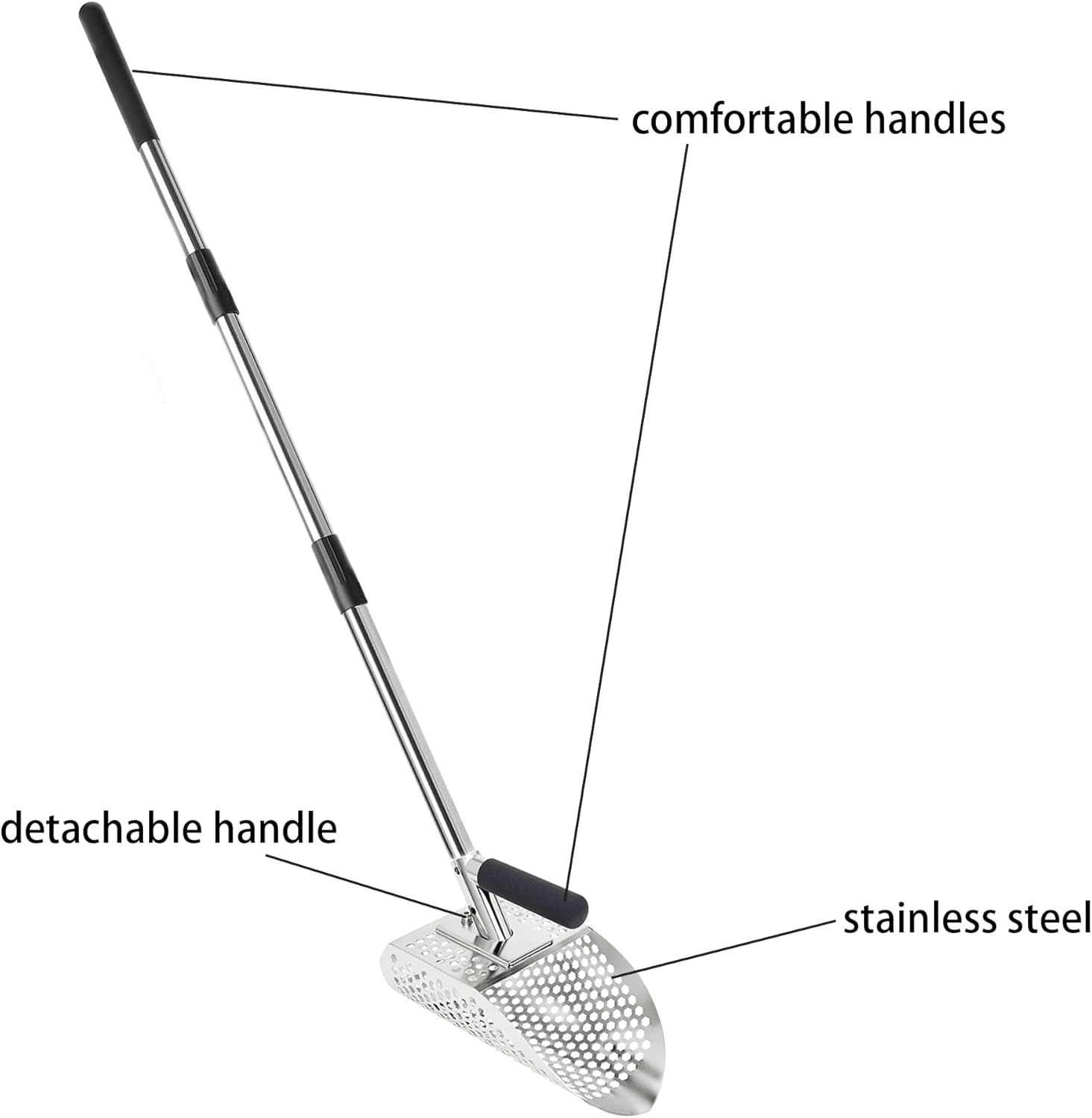 Sand Scoop for Metal Detecting, Heavy Duty Metal Detector Beach Finds Scoop, Stainless Steel Metal Detecting Tool Digging Shovel Fast Sifting Stainless Steel โ image 4
