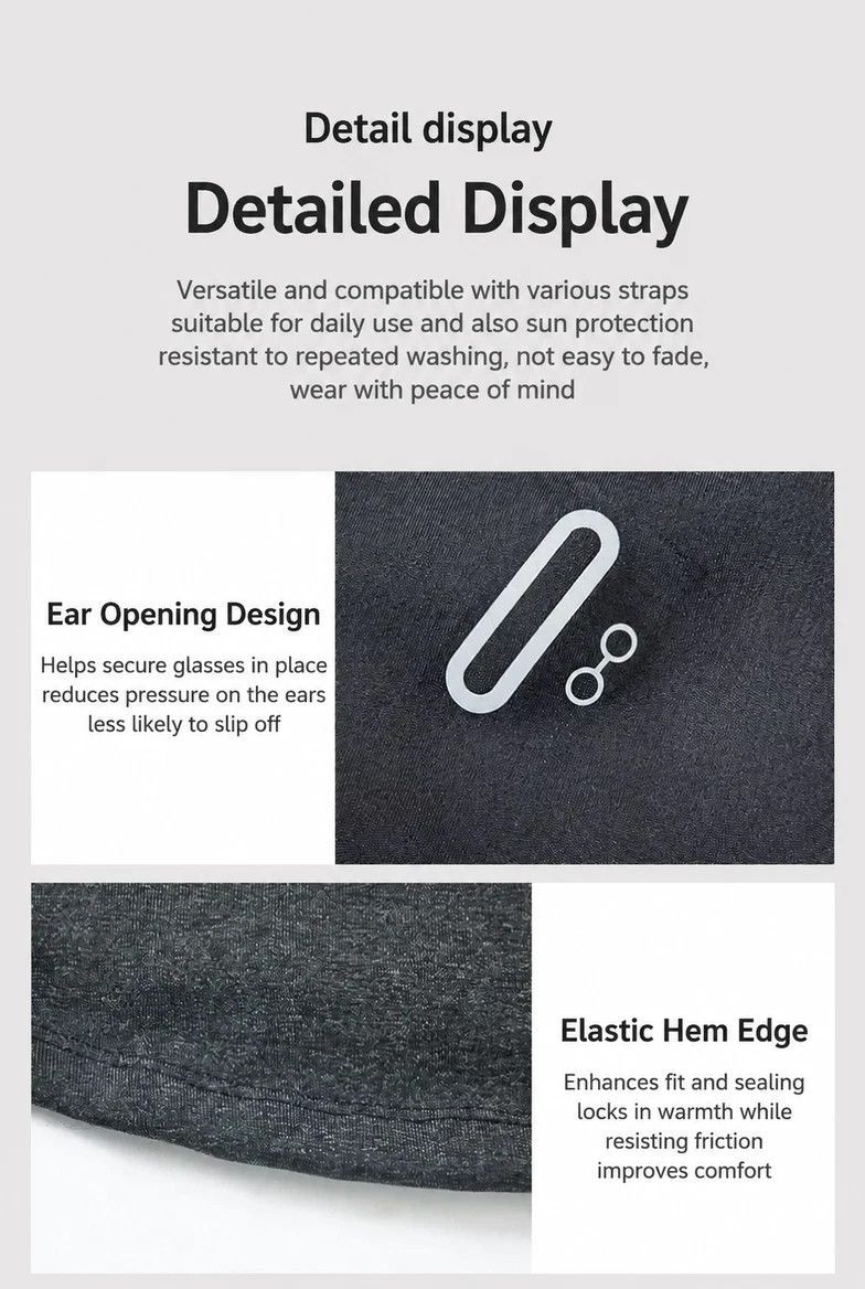 Wind Block Warm Face Mask, Black Long Design, One Size, 2 Pcs — image 3