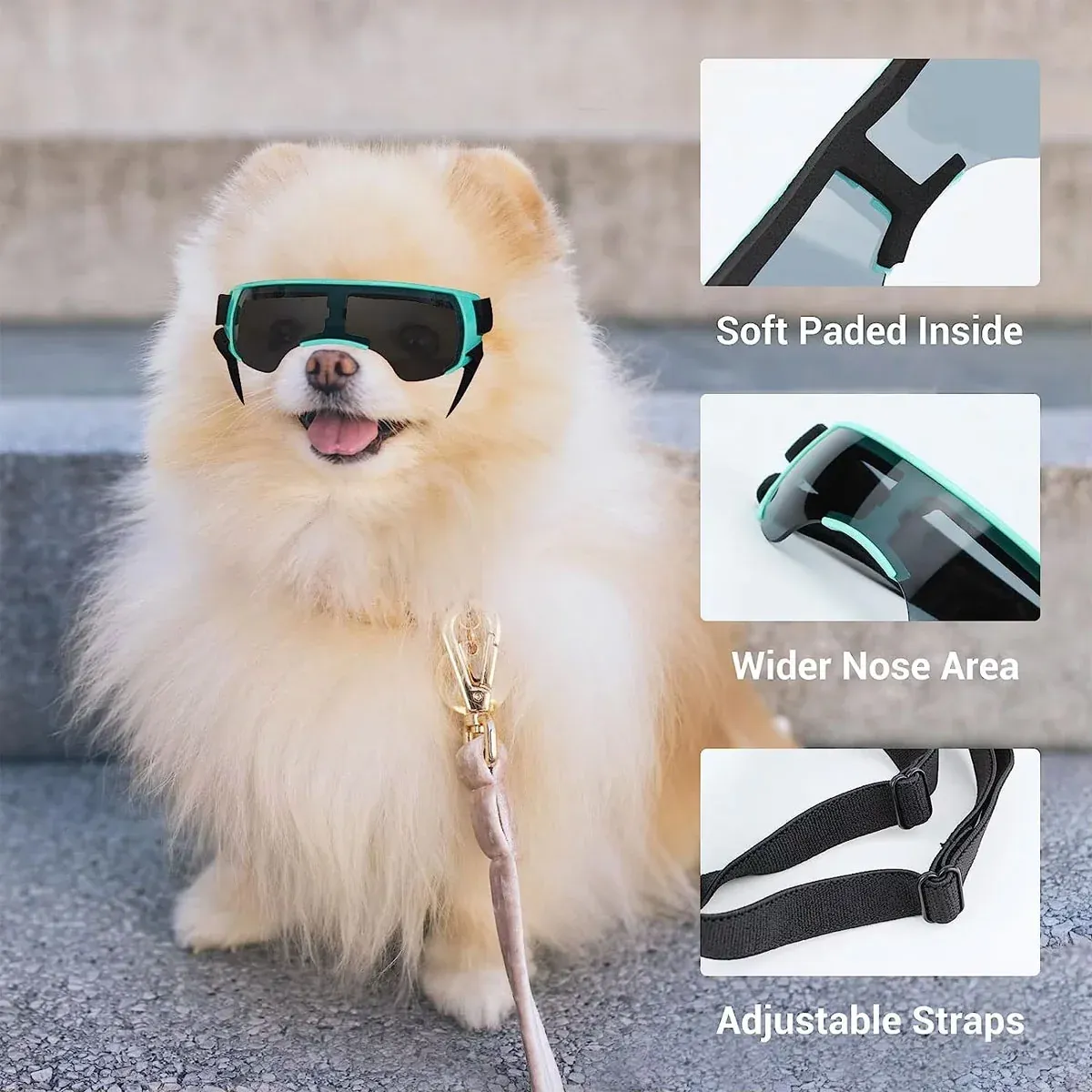 Pet Dog Sunglasses Goggles UV Eye Shield for Small Dogs Outdoor Travel Sunshade - Gold — image 6