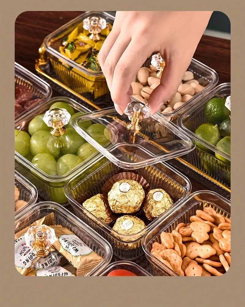 1-Piece 8-Compartment Snack Tray, BPA-Free Plastic Food-Grade Snack Organizer, Perfect for Nuts, Fruits, Candies, Potato Chips - Elegant Gold Decor for Home — image 5