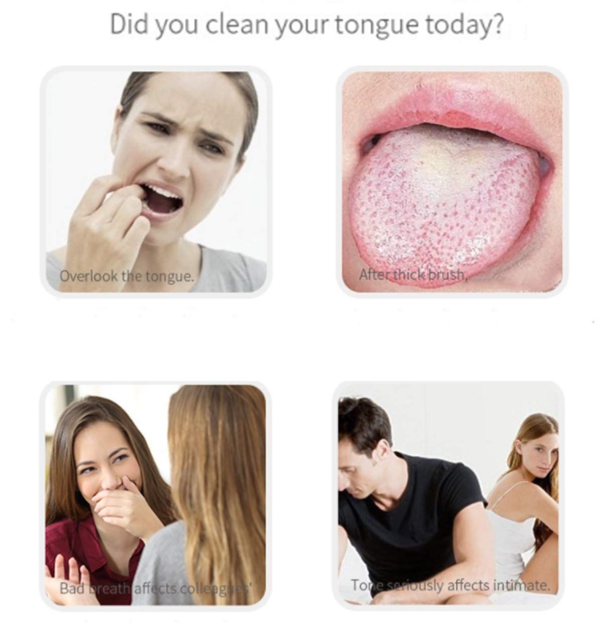 Tongue Scraper and Tongue Brush(4 Pack),Great for Oral Care, Help Fights Bad Breath and Freshen The Breath — image 2