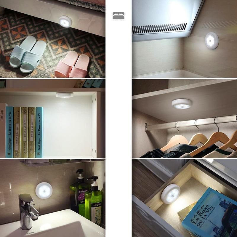 Led Motion Sensor Night Light Indoor Outdoor Battery Operated Stairs Hallway - 1PC Silver White — image 6