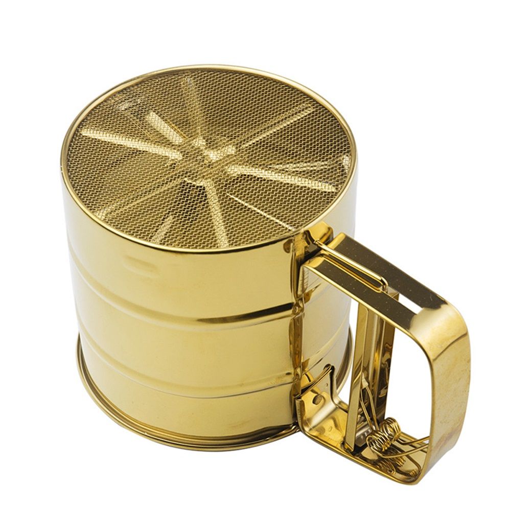 Stainless Steel Fine Mesh Sieve Flour Sifter Flour Cup Sifte A unique gifts for baking enthusiasts (Golden) — image 5