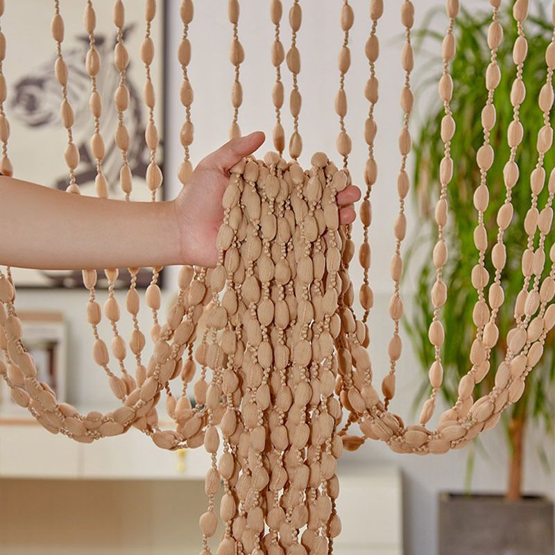 Door String 39x79 Inch Curtains Beige Panel Soft Balls Romantic Glitter Fringe Room Divider Home Décor Wedding Girls, Beige — image 5