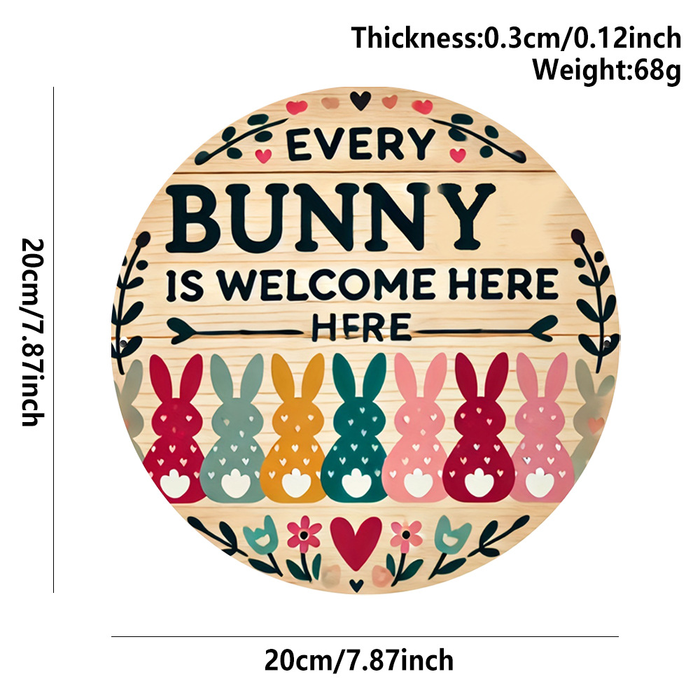 Easter Wooden Door Sign & Hanging Ornament 3-Piece Set – Colorful Bunny Slogans, Blue Gingham Watering Can, and Coffee Bunny Designs — image 2
