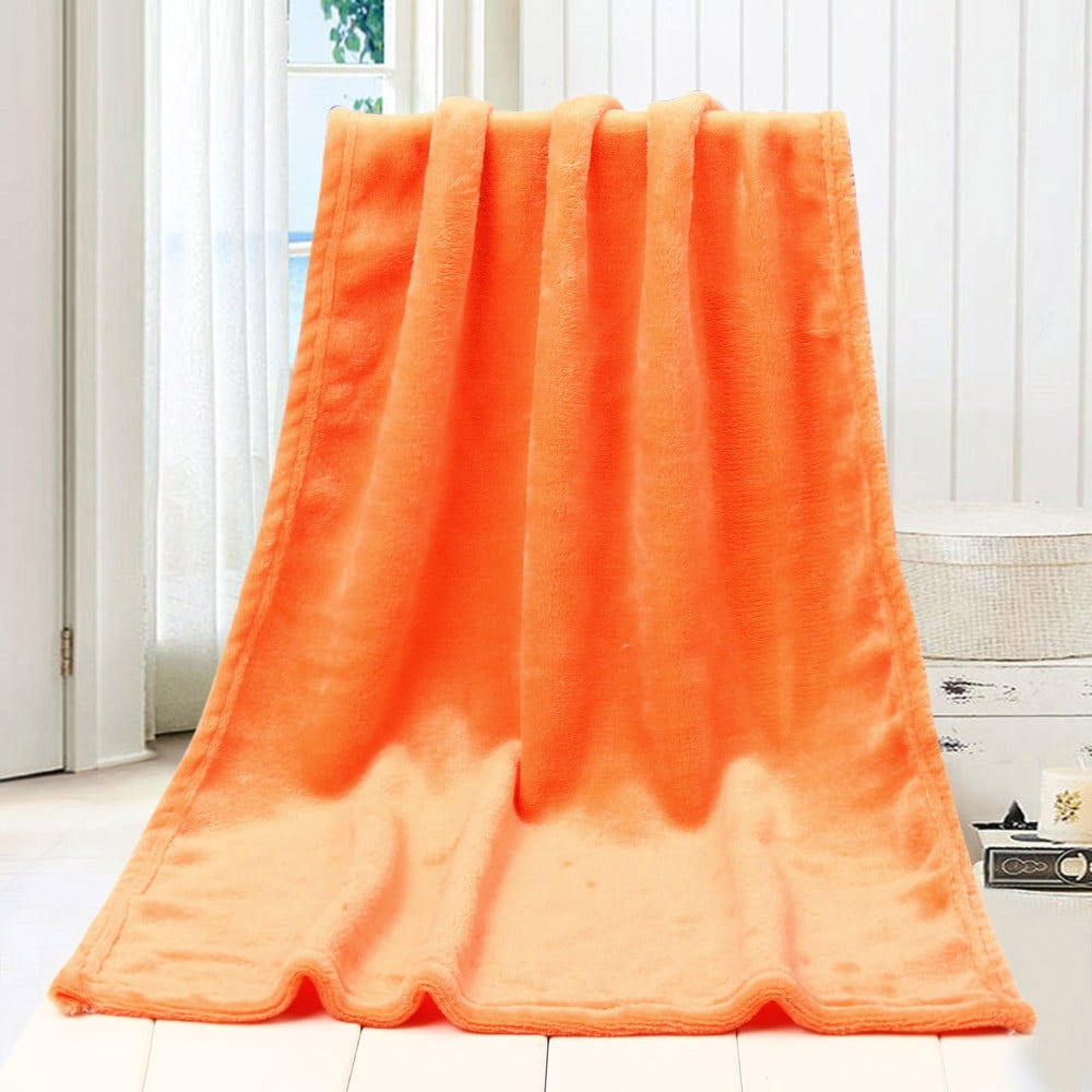 Soft Flannel Throw Blanket, Warm Lightweight Fleece Blanket for Kids Couch Bed and Home Decor, Orange, 50 x 70 cm โ image 2