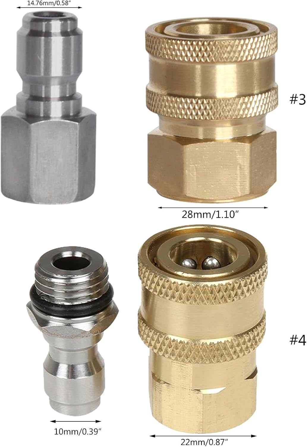 2 Pcs Pressure Washer Adapter 3/8 1/4 Inch Quick Connect Fittings Stainless Steel Pressure Washer Fittings Easy To Use Garden Hose To Pressure Washer โ image 2