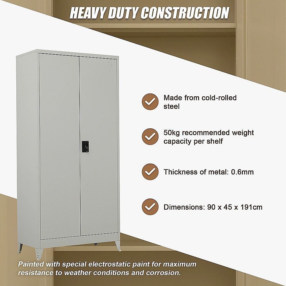 Two-Door Metal Cabinet Shelf Storage for Home Office Gym โ image 6