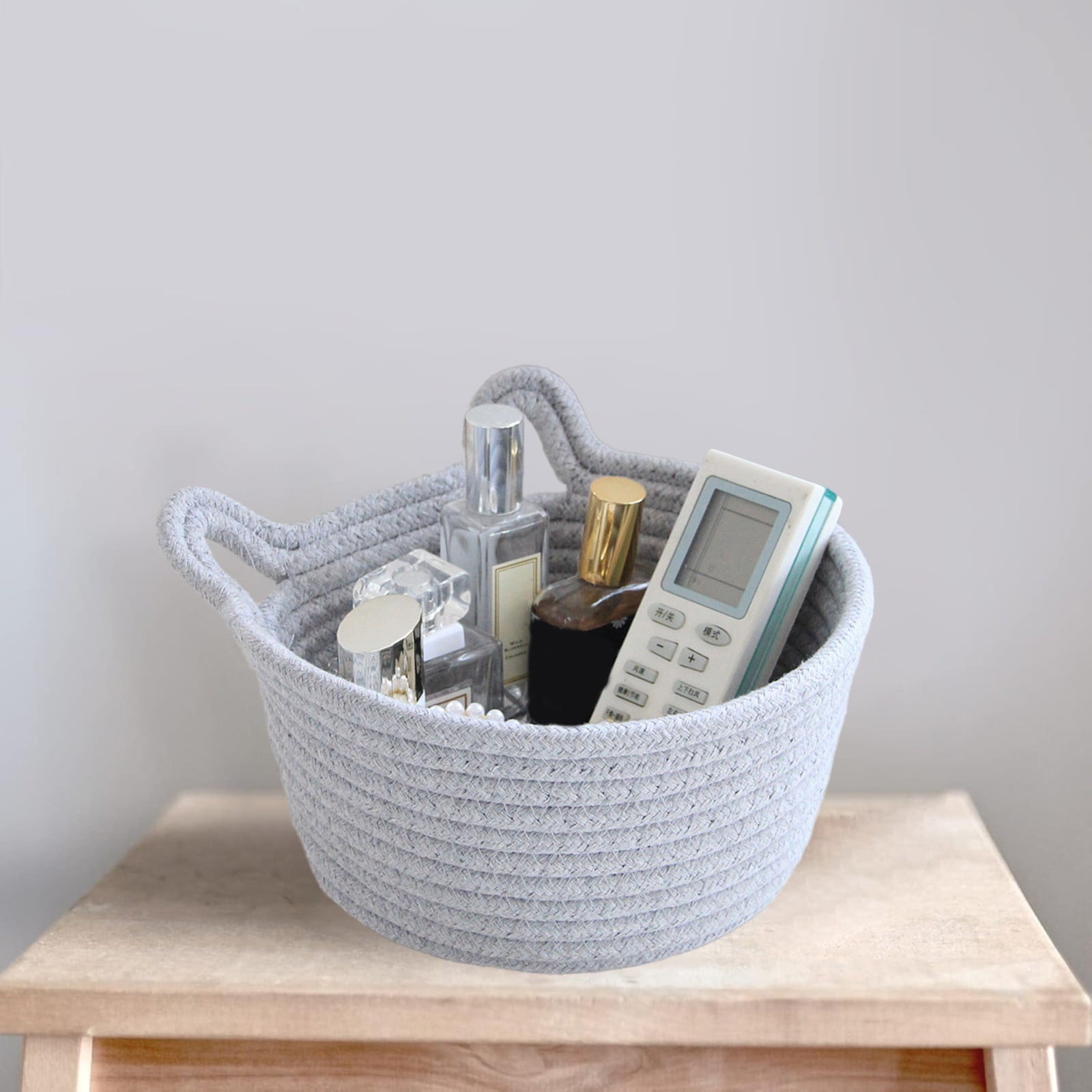 1 Piece Small Cat Ears Toy Organizer, Woven Cotton Rope Basket, Decorative Nursery Bins & Boxes Gift Basket Empty for Pet Toy, Grey, 21 x 12 cm โ image 3