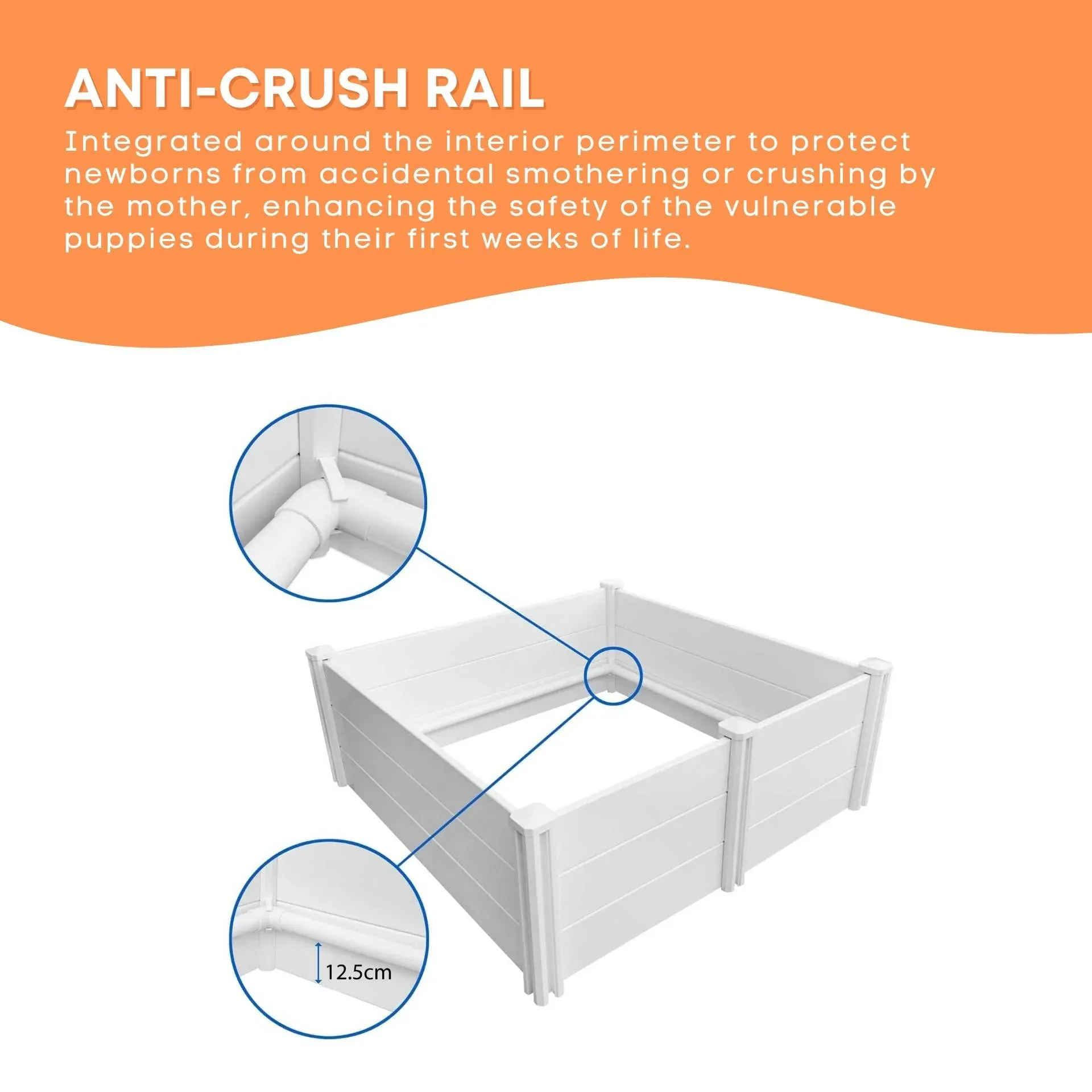Rooster Farms 2.96m x 1.48m PVC Dog Whelping Box + Playpen Kit - Anti-Crush Rail — image 4