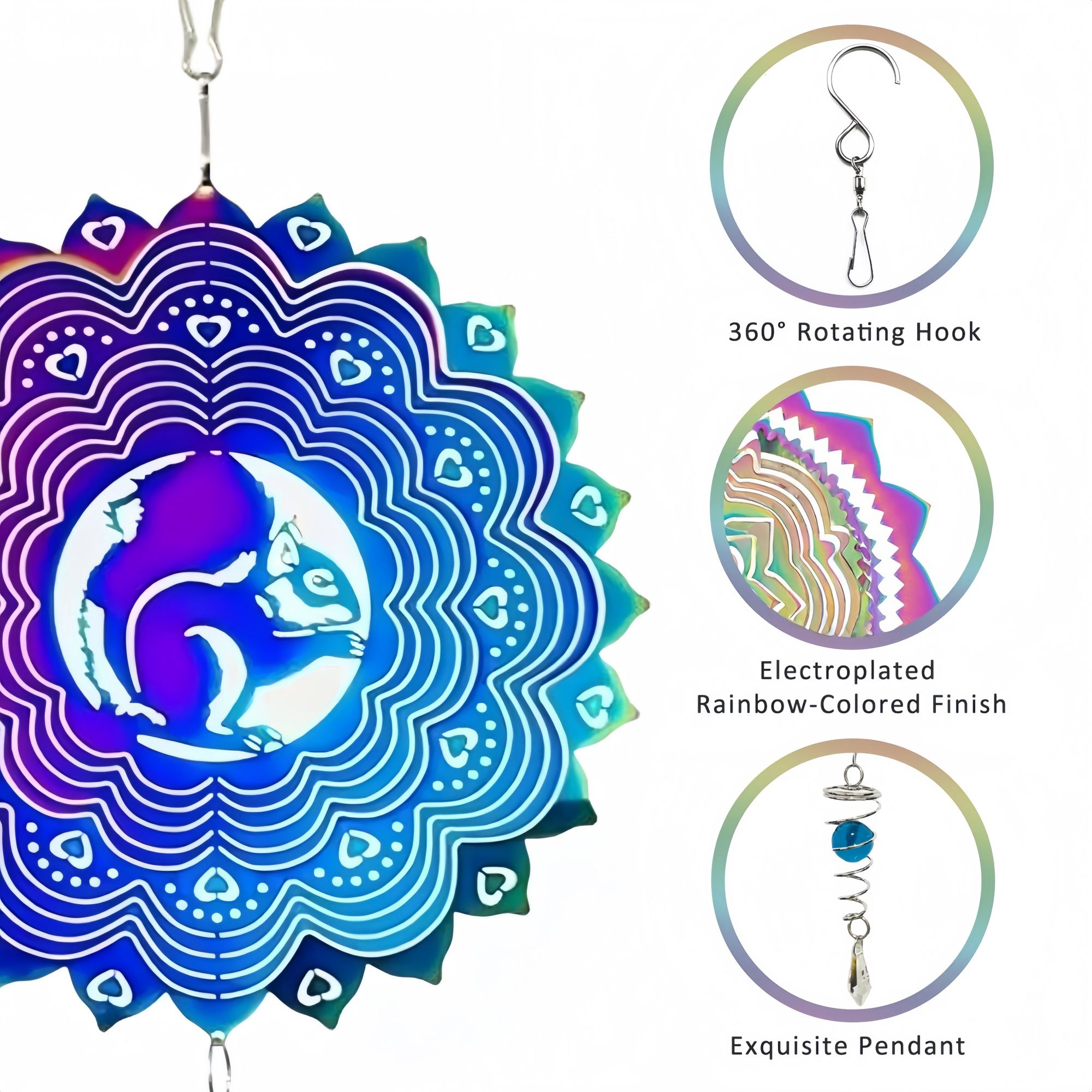 3D Stainless Steel Wind Spinner with Spiral Tail & Butterfly Crystal Sun Catcher, Hanging Metal Wind Chimes for Women Gift, Indoor/Outdoor Decor, Yard Art ā image 2