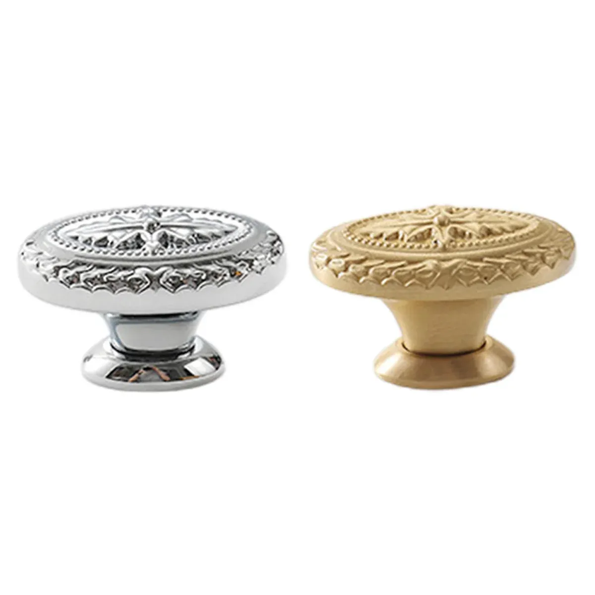 French Cabinet Door Handles Oval Shape Retro Style 2 Colours for Drawer Wardrobe - Silver — image 3