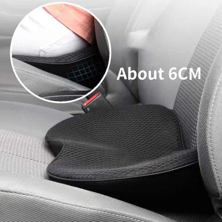 Brown Mini Car Seat Cushion - Memory Foam Height-Boost Cushion with Removable Mesh Cover - Driver Seat Pad for All Seasons โ image 4