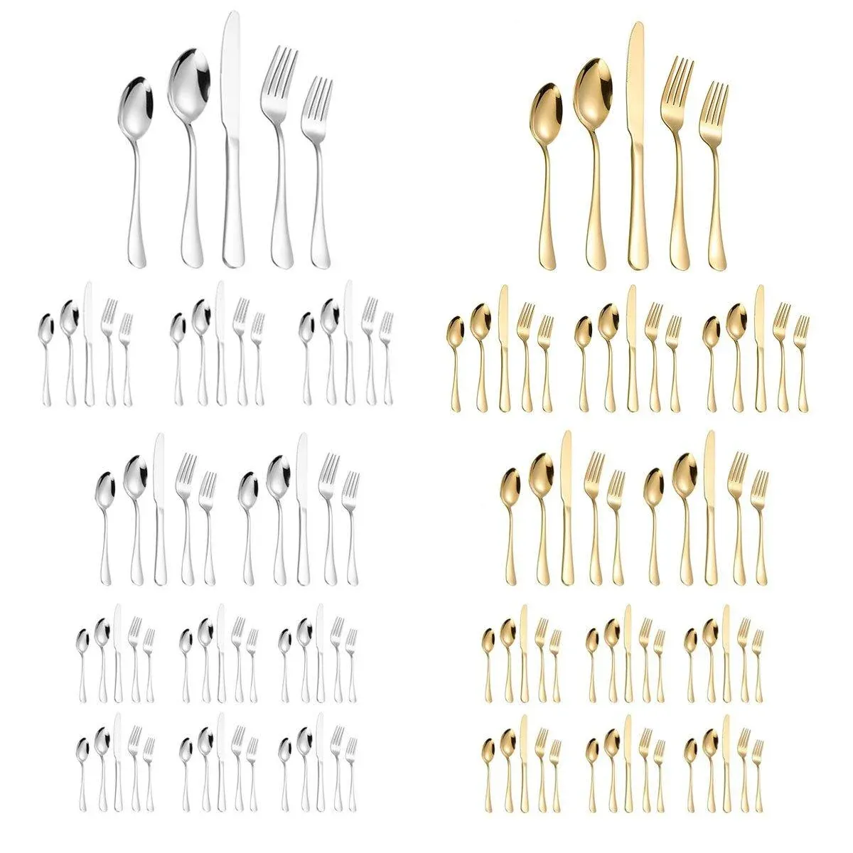 20/40pcs Stainless Steel Cutlery Set Knife Fork Spoon Western Hotel Tableware - Golden-20pcs โ image 3