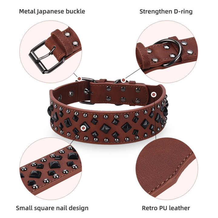 Size S Pink 1 pack Stylish PU Leather Dog Collar with Spikes - Adjustable, Durable & Comfortable for Medium to Large Breeds — image 6