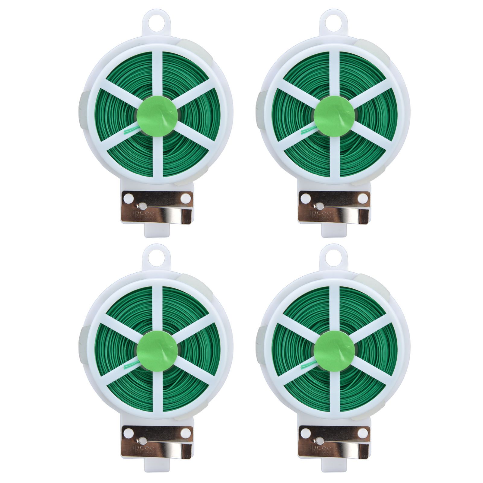 4pcs Plant Ties 50 Meters Green Twist Ties Wire with Built in Cutter for Garden Courtyard Indoor Plants Support Fixing