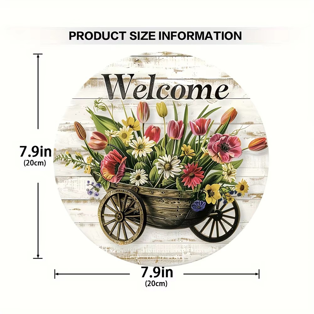 Easter Wooden Door Sign & Hanging Ornament 3-Piece Set – Festive Bunny, Tulip Flower Cart, and Rose Teacup Bunny Designs — image 3