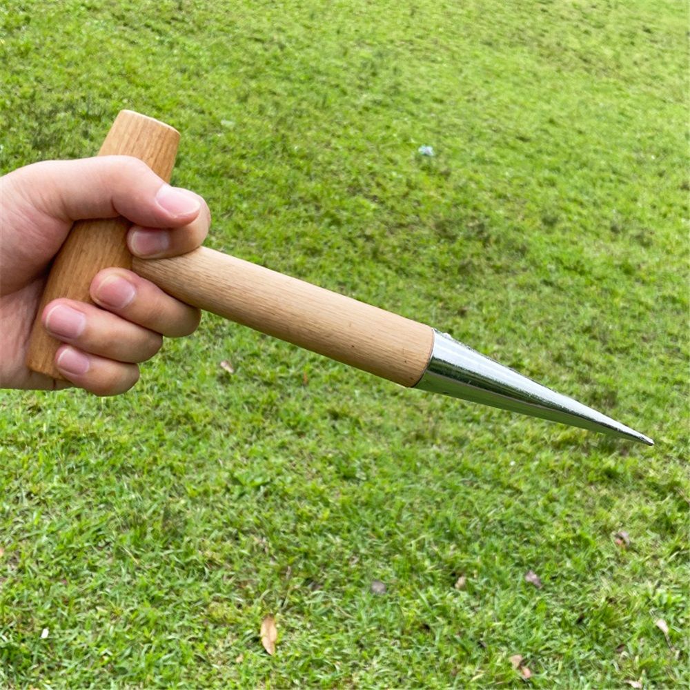 2 pack Hand Dibber Garden Tool, Seed Planter Tool with Wood Handle for Sowing Seed - Seed Dispenser for Planting chrome plating Garden Dibber, Transplanting â image 5