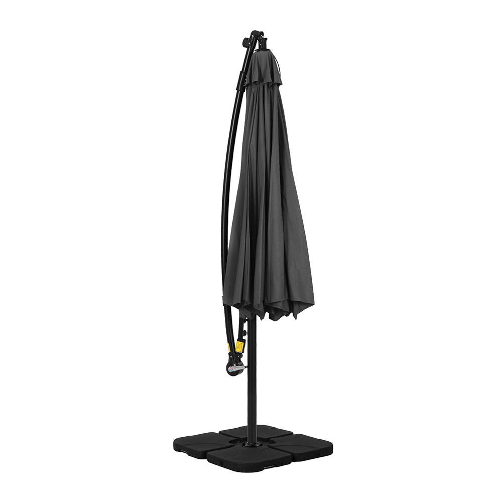 Instahut Outdoor Umbrella 3M Cantilever Beach LED Base Garden Sun Patio Charcoal — image 3
