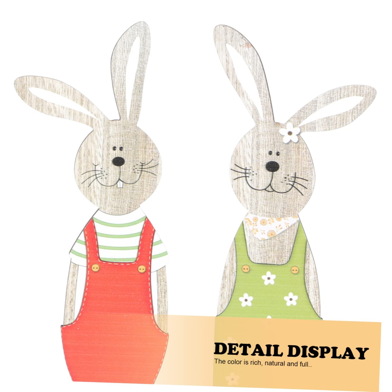 1 Pair Rabbit Ornament Rustic Home Decor Rustic Decorations Country Home Decor Nutcracker Toy Bunny Figurine Spring Decor Bunny — image 4