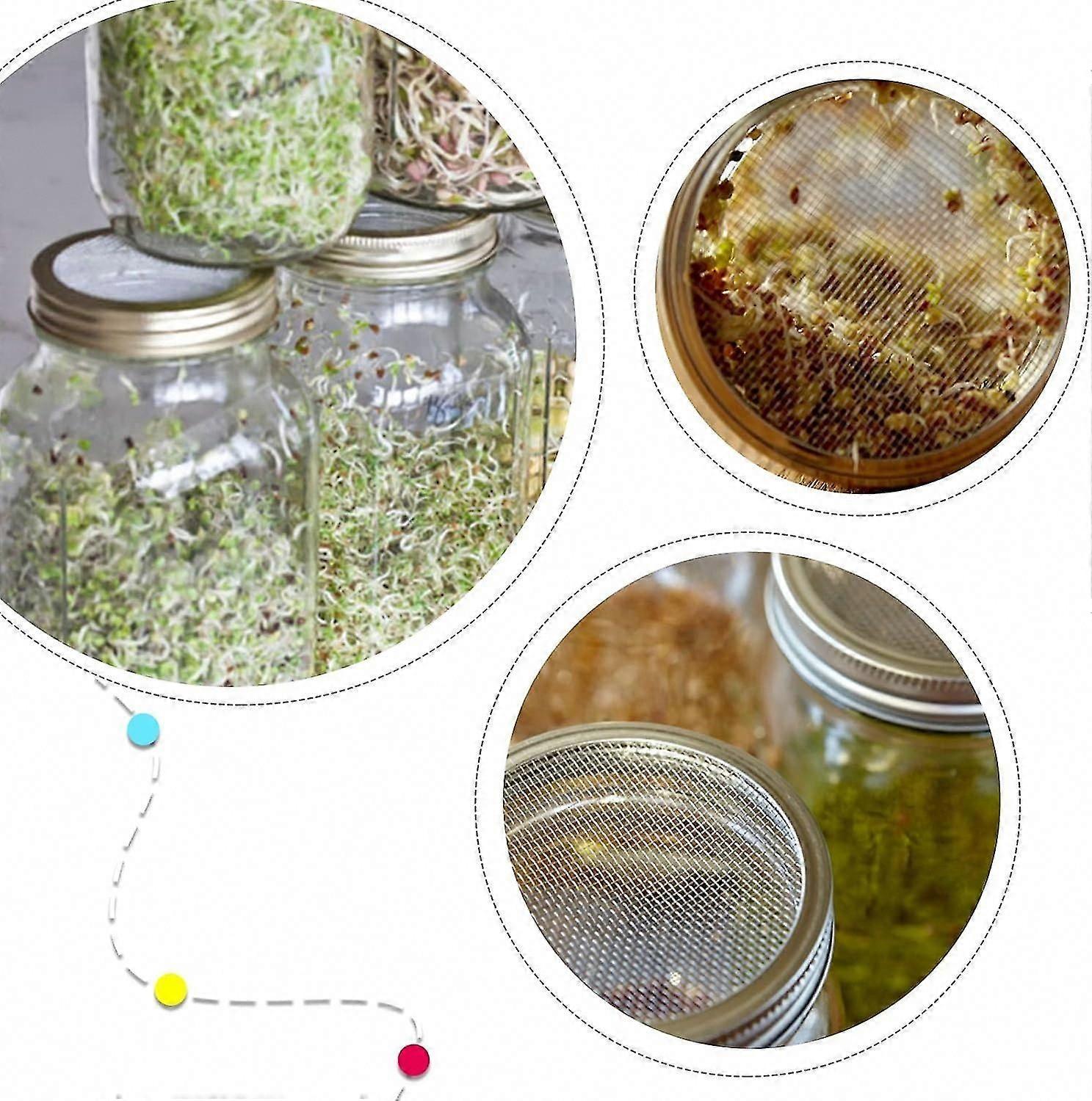 4 Sets 86mm Stainless Steel Sprouting Jar Lids Strainer Kit for Salad Seeds — image 4