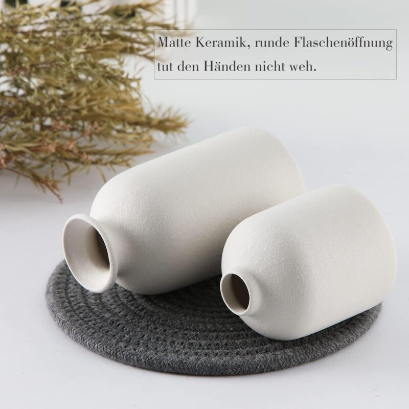 Ceramic Vase Set 3 Small Vase for Decoration for Wedding Table Party Living Office Bedroom Minimalist Bohemian Decoration, White — image 3